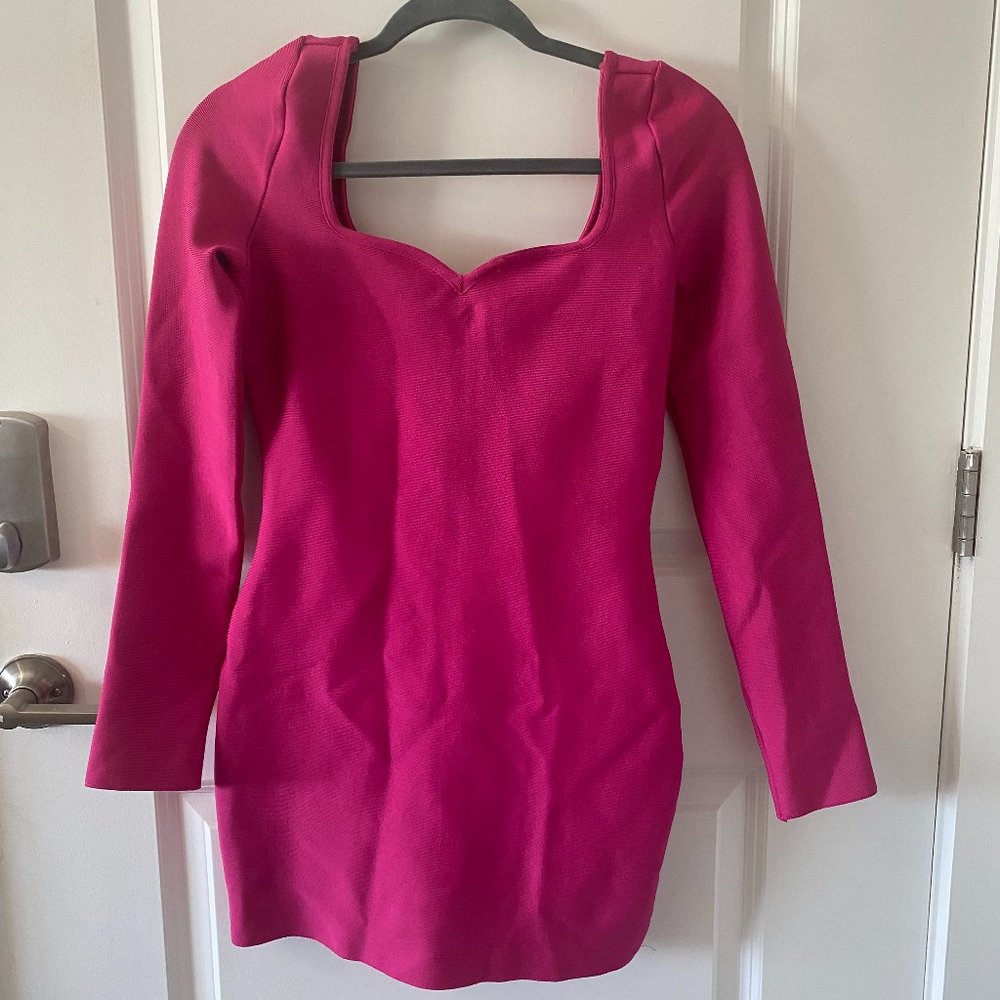 Hot Pink Revolve Superdown Long Sleeve Mini Dress